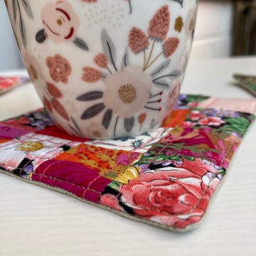 杯墊套裝 6 件 亞麻棉杯墊套裝 11.5 x 11.5 厘米