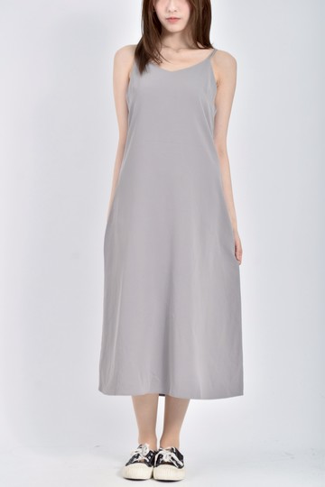 (M) 質感細肩帶灰色洋裝