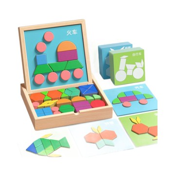 「愛思系列」 木質磁力拼圖3到6歲兒童思維訓練益智磁性七巧板立體幾何玩具