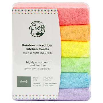 SINCERELY Frog 彩虹色系超細纖維抹布 6條  30 x 30cm  2包
