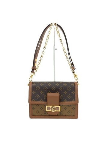 louis vuitton 棕色 Dauphine 老花帆布塗層鍊條肩背包 鍊條包