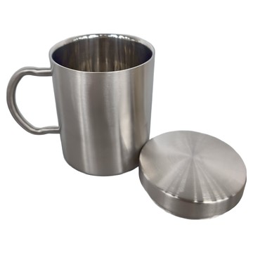 PUSH 餐具用品 304 不鏽鋼兒童杯帶蓋款 400ML  銀色