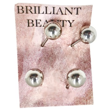 耀眼美人 中珠鈦鋼耳環後鋯石鎖式 可碰水 不氧化  銀色