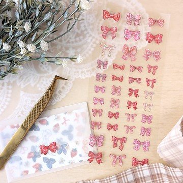 手帳裝飾 PET 貼紙 緞帶 (紅色)