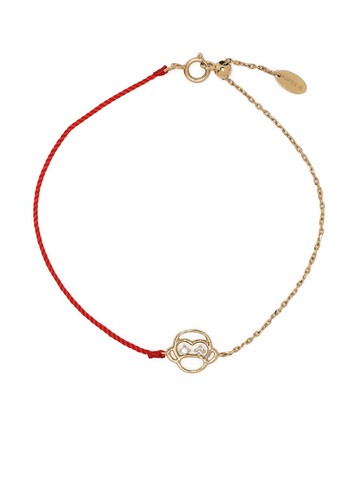 Ruifier - 18kt yellow gold Scintilla monkey diamond cord and chain bracelet - women - Yellow Gold - One Size - Red