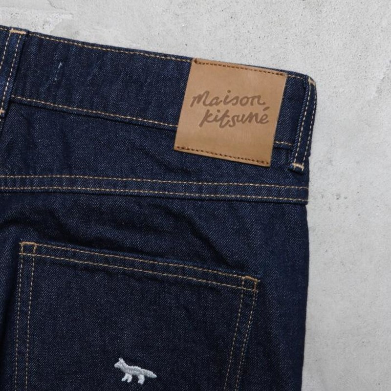メゾンキツネ レディース デニム MAISON KITSUNE ロゴ刺繍 ハイ
