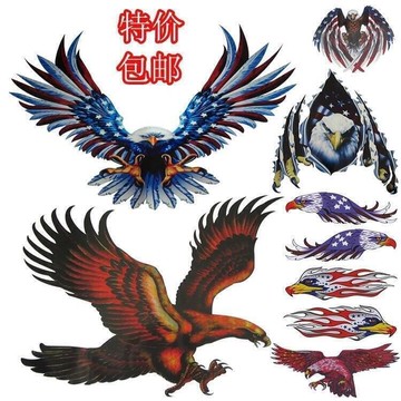 特惠下殺 汽車個性改裝劃痕貼紙印刷車貼引擎蓋大號老鷹反光車身貼大號車貼