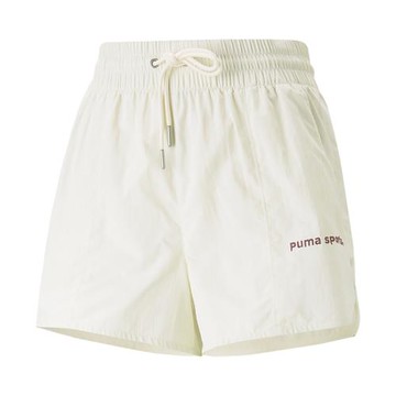 Puma 短褲 Team Shorts 女款 米白 褲子 小開岔 網球風 鬆緊褲頭 53900565