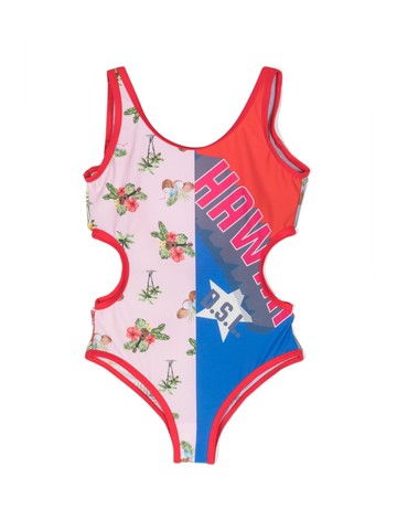 Diesel Kids - Milfi mix-print swimsuit - kids - Nylon/Elastane - 16 yrs - Red