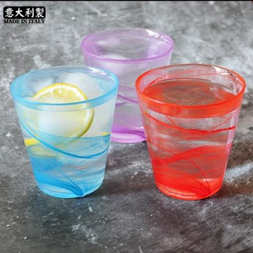 創意大利進口加厚玻璃杯家用個性水墨彩色水杯牛奶果汁飲料茶杯子