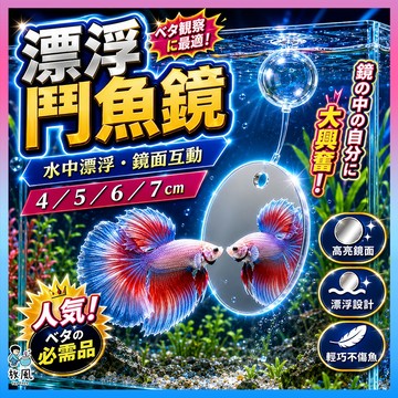 放風水族【漂浮鬥魚鏡】雙面鏡 懸浮球 鬥魚鏡 鬥魚缸配件 半月鬥魚 泰國鬥魚 逗魚鏡 魚缸造景 水族用品 觀賞魚 互動鏡