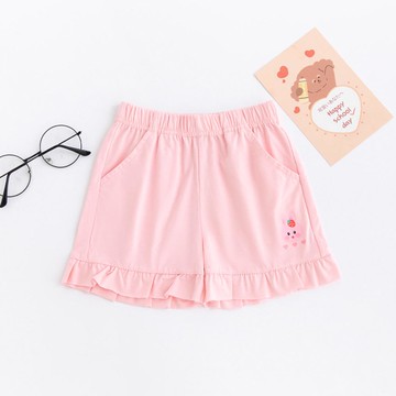 FANMOU - 腰鬆緊荷葉邊短褲-兔子-粉色