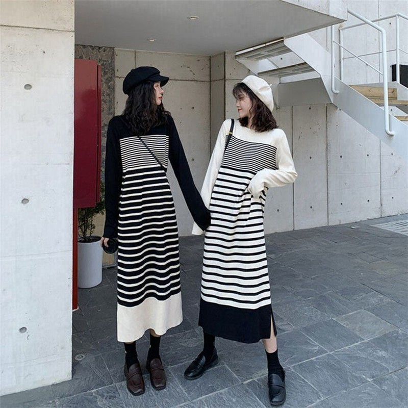 レディースニットワンピース40代30代秋冬50代ボーダー膝丈韓国風きれいめワンピース上品厚手ワンピースオシャレ体型カバー 通販 Lineポイント最大0 5 Get Lineショッピング