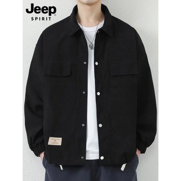 JEEP SPIRIT吉普夾克男士秋冬潮流百搭休閑工裝上衣服襯衫領外套
