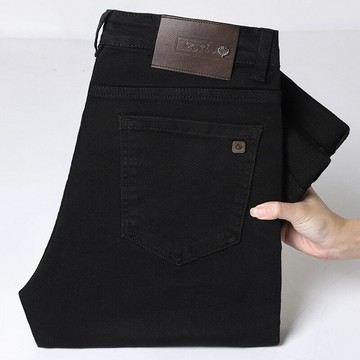 2025秋冬新款高端輕奢歐貨純棉黑色牛仔褲男士直筒修身彈力休閑褲鑫弘-衣錦男裝