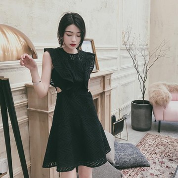 黑色禮服裙女2020新款洋裝小禮服平時可穿短款宴會氣質連衣裙名媛 全館免運 快速出貨