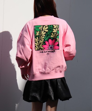 Cook your own soup 拼貼刺繡大學T (粉紅×藤蔓圖案)