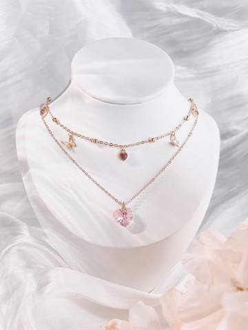 蝴蝶與心雙層頸鏈