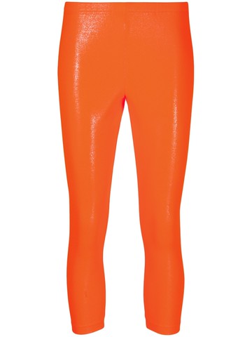 Junya Watanabe - high-shine cropped leggings - women - Polyester - S - Orange