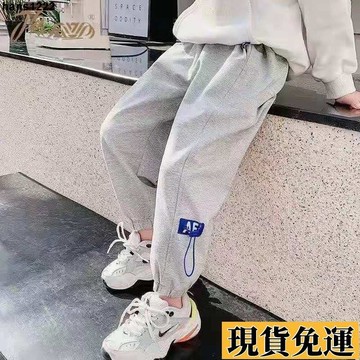 🚛台灣限時低價🚛 兒童褲子春秋外穿薄款男童洋氣褲子2025新款棉褲女大童灰色運動褲