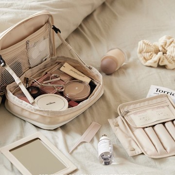 Branden 化妝收納袋│Expandable Beauty Pouch-米色