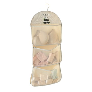 【Mr.box】熊猫三層衣物收納袋自帶掛勾-灰色灰色