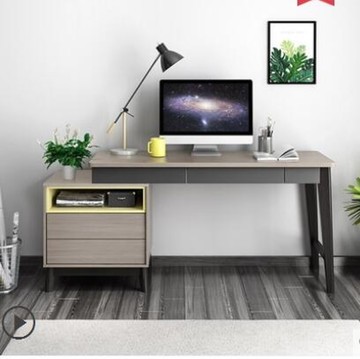 北歐簡約現代電腦臺式桌家用臥室書櫃書桌書架組合壹體寫字辦公桌NKS歐歐流行館