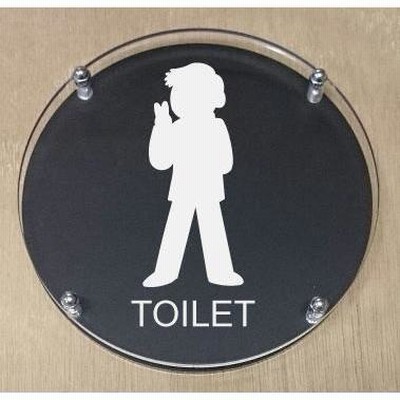 トイレプレート 二層式 丸型黒色 15cm トイレマーク