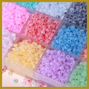 （10克裝約130顆）奶油係仿玉石玻璃米珠散珠 diy手工 自製手鏈項鏈髮飾髮夾配件 串珠 串珠材料 串珠材料包 珠珠材
