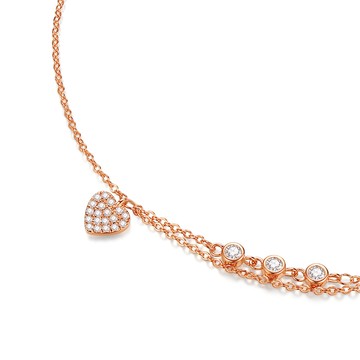 女士腳鍊．甜心寶貝．玫瑰金．愛心