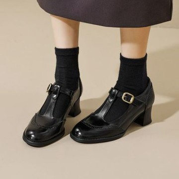WYPEX 氣質T字高跟真皮瑪莉珍鞋 女鞋跟鞋皮鞋