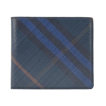 BURBERRY經典格紋8卡對開短夾(午夜藍)
