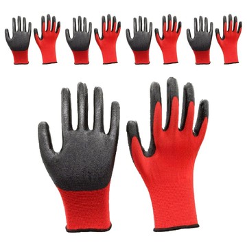 FANCY LIFE 工作防滑手套  5套  黑色 + 紅色