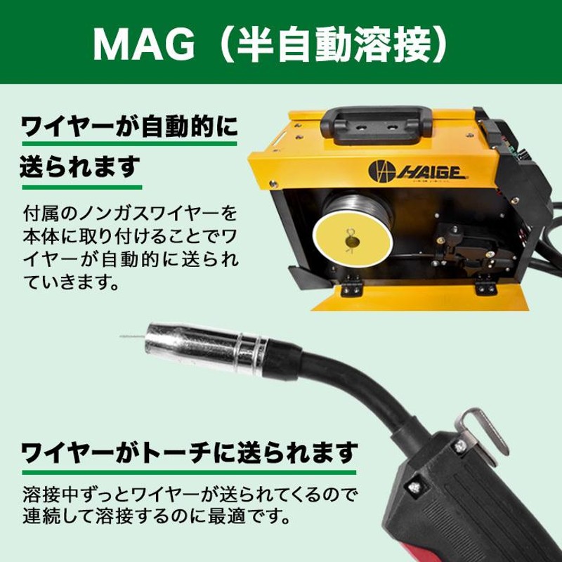 公式】半自動溶接機 100V 小型 ノンガス 50Hz/60Hz HG-MAGMMA-100A