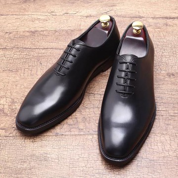意大利潮鞋時尚男士方頭商務正裝系帶皮鞋德比鞋歐美復古手工男鞋