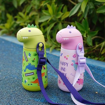 日本skater恐龍保溫杯 兒童用真空保溫水杯吸管杯 370ml