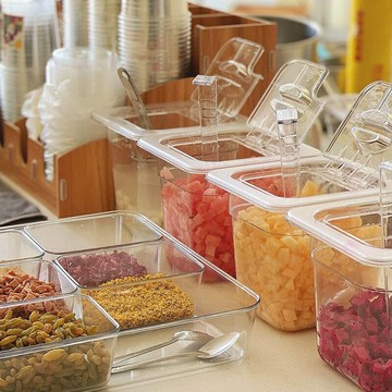 冰粉配料盒商用小料盒水果撈擺攤工具亞克力份數盆果醬盒子調料盒居家用品 廚房小物