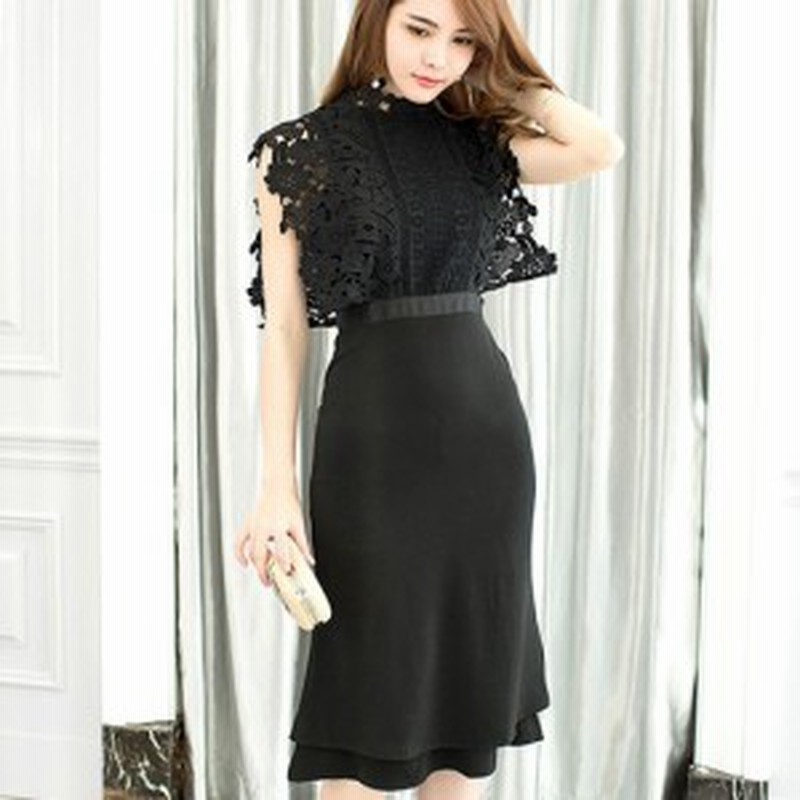 ワンピース ドレス 結婚式 レース タイト ひざ下 黒 ノースリーブ レディース 通販 Lineポイント最大1 0 Get Lineショッピング