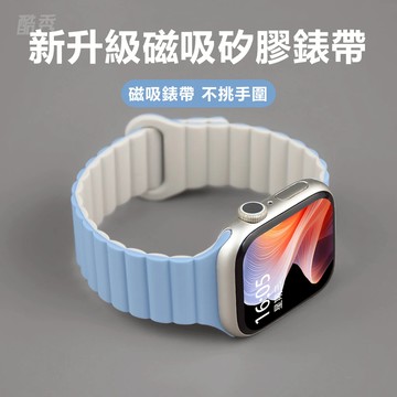 穿扣磁吸錶帶 矽膠錶帶 適用 Apple Watch 10 9 8 7 6 SE 42mm 45mm 46mm 手錶腕帶