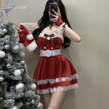 圣誕裝女連衣裙舞臺性感吊帶主播圣誕戰袍演出服cosplay角色扮演