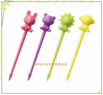 asdfkitty*日本 TORUNE 獅子.小兔.小熊.小猴食物叉-20隻入-水果插/便當裝飾叉/點心叉/三明治叉-正版