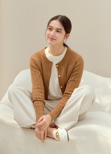 冬日氣息麻花羊毛針織開襟衫