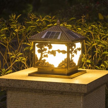 太陽能柱燈 太陽能圍墻燈柱頭燈庭院大門柱子燈戶外防水接電別墅院墻歐式柱燈