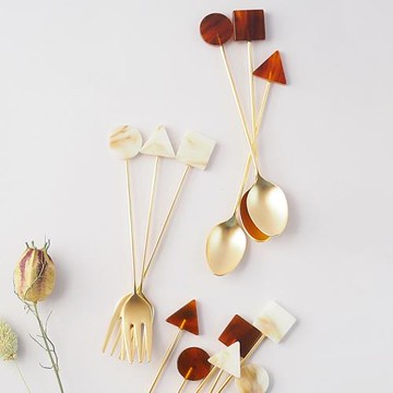 日本進口燕三條ins風幾何形狀蛋糕甜品餐叉勺紅茶咖啡飲料攪拌棒