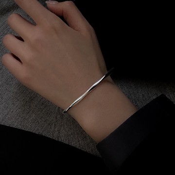 999純銀莫比烏斯環手鐲女ins小眾設計女士銀鐲子新款實心手鐲