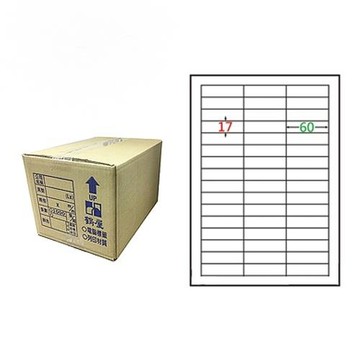 【鶴屋】A4電腦標籤 17x60mm 直角 48格 1000張入 / 箱 L1760(LX)