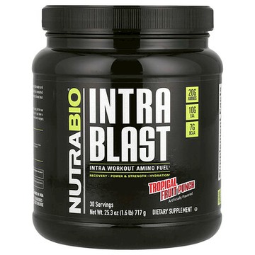 NutraBio, Intra Blast，Intra 氨基酸運動飲品，熱帶混合水果味，1.6 磅（717 克）