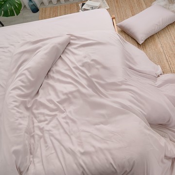 BUHO 布歐 素面文青 300織 TENCELTM 天絲TM 床包被套四件組 - 60支紗  床包 + 被套 + 枕套2個  雙人特大  淺玉