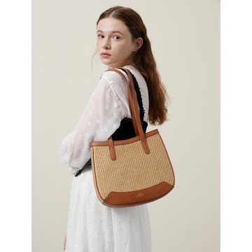 TENNCO原創「沙灘包」2023春夏小眾新款復古單肩包真皮編織腋下包