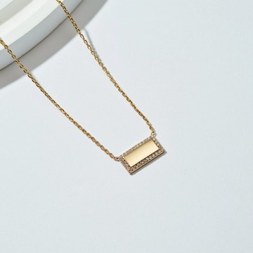 SOIRÉE BY N.Y. 蒔華芮︱精工鑲鑽線條項鍊（共三色 / 小長方形）